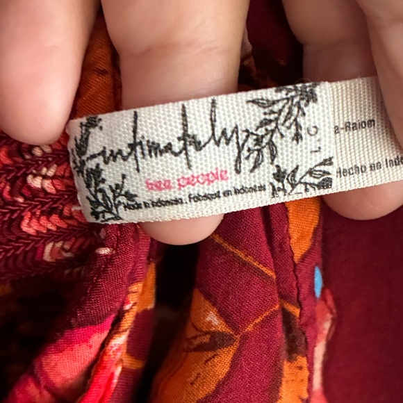 Free People Boho Red Floral Lattice Lovers Slip Mini Dress Red L - Picture 13 of 15